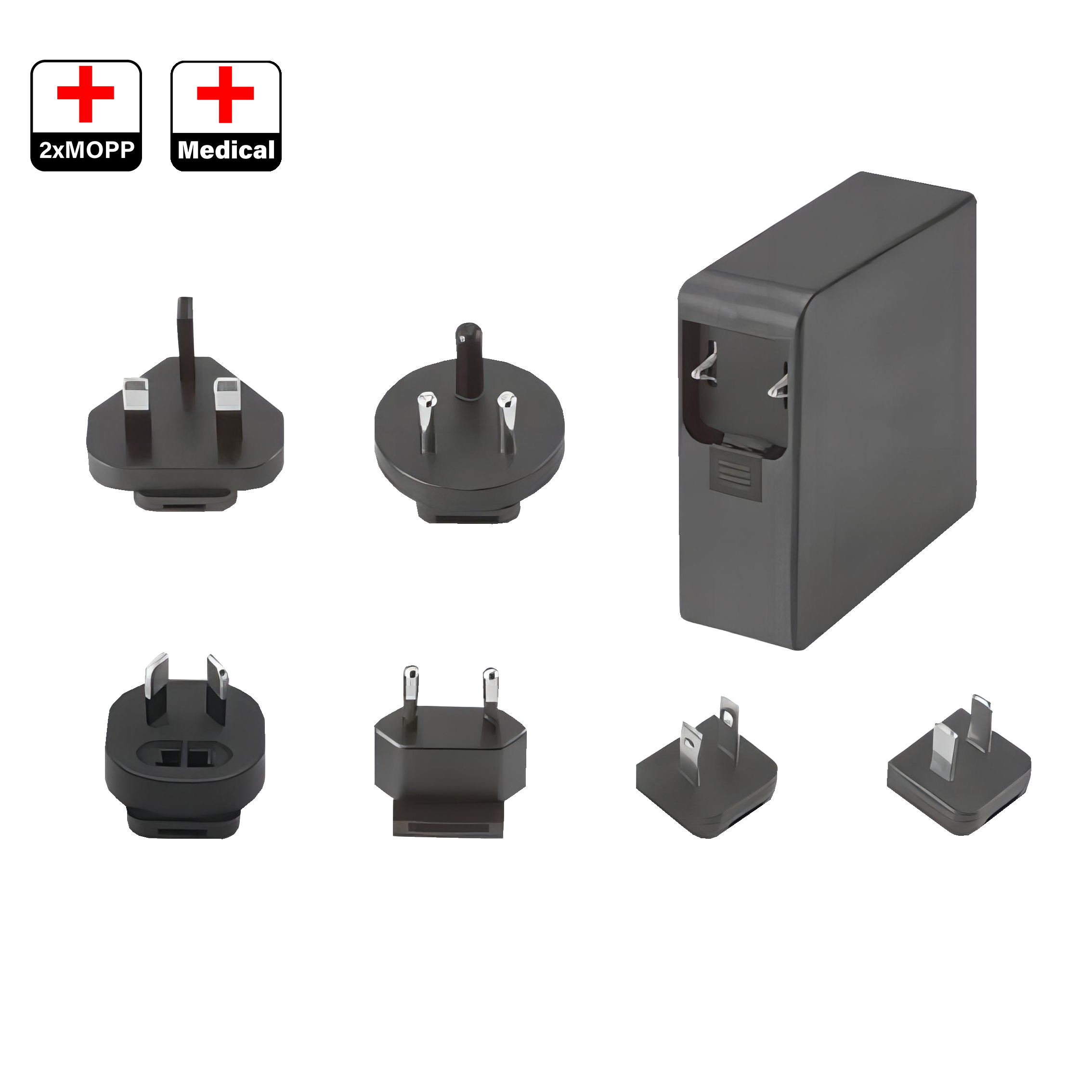 65W Interchangeable GaN Medical AC-DC Power Supply